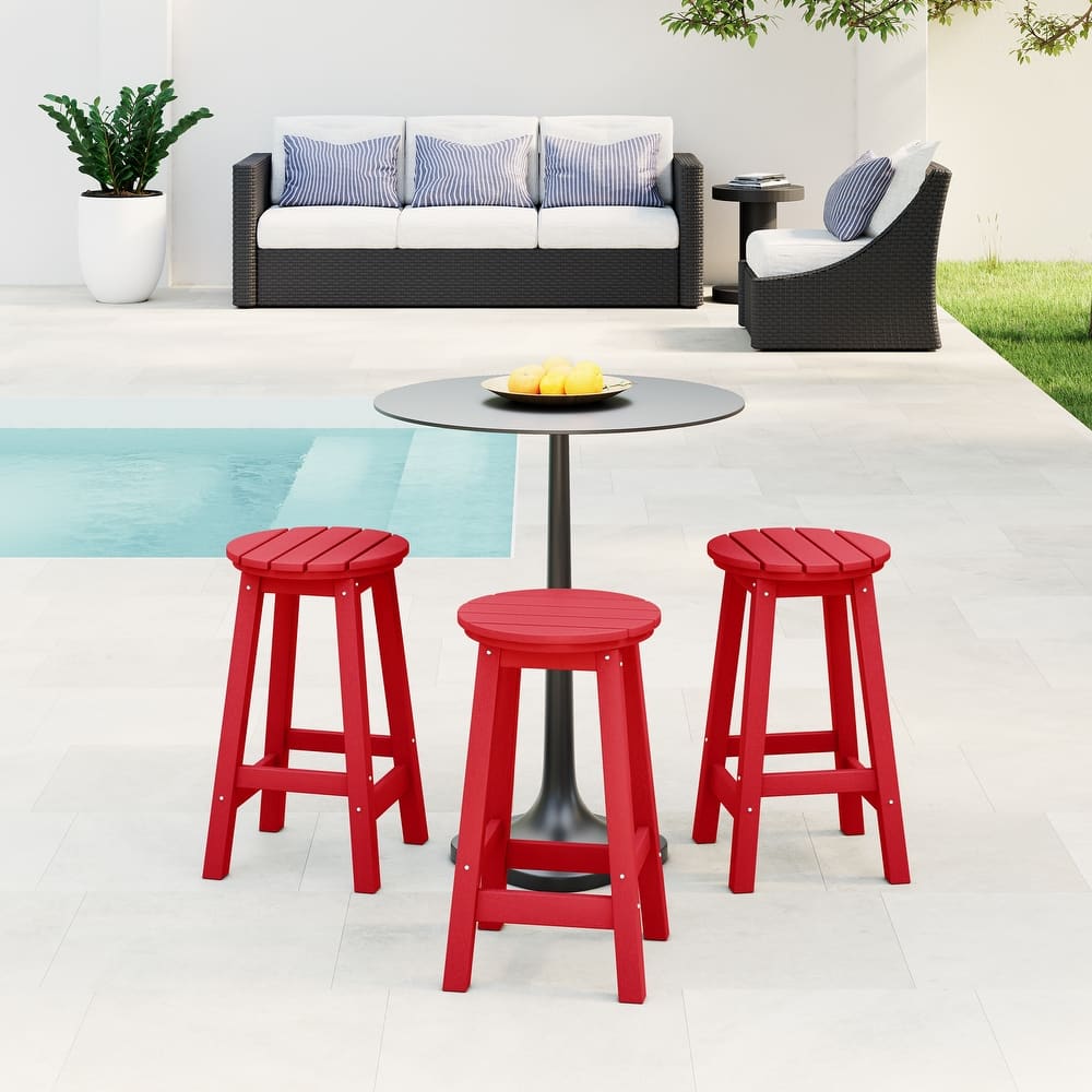 Laguna Hdpe All Weather Outdoor Patio 24" Round Counter Stool (Set Of 3)