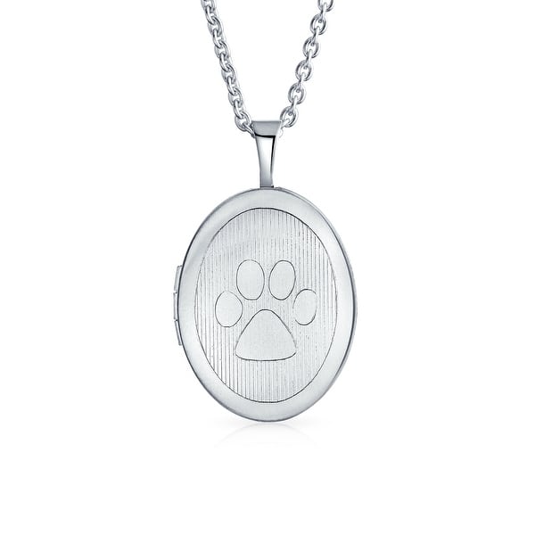 slide 1 of 4, Dog Paw Print Pet Jewelry Oval Locket Necklace That Holds Pictures - 18