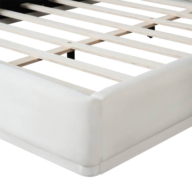 Soft and Comfortable Upholstered King Size Bed in White