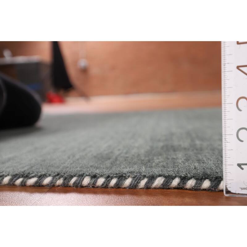 Tribal Green Gabbeh Indian Accent Rug Handmade Wool Carpet - 2'11" x 4'10"