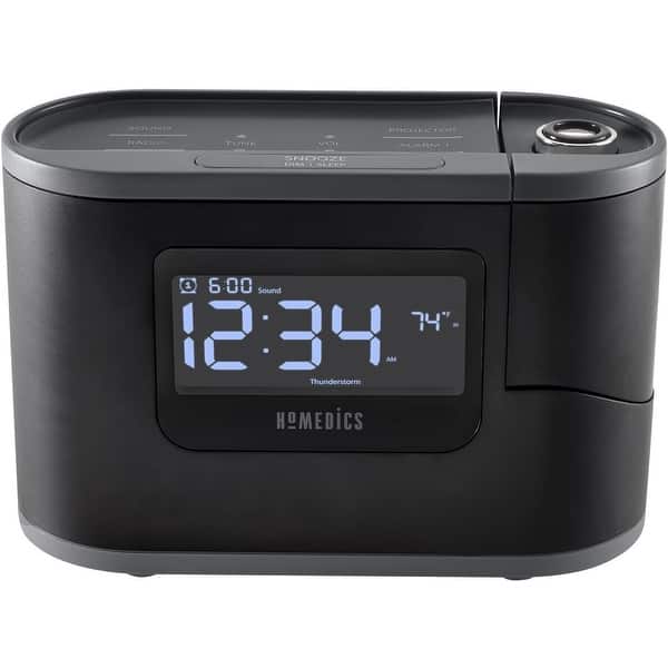 slide 2 of 9, Homedics SoundSpa® Recharged Projection Alarm Clock - 8 Nature Sounds • FM Radio • USB Charger & Temperature Sensor