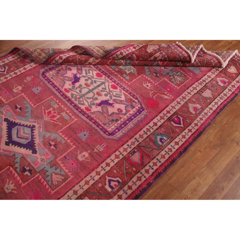 Pink Vintage Ardebil Persian Runner Rug Hand-knotted Wool Carpet - 4'6" x 10'11"