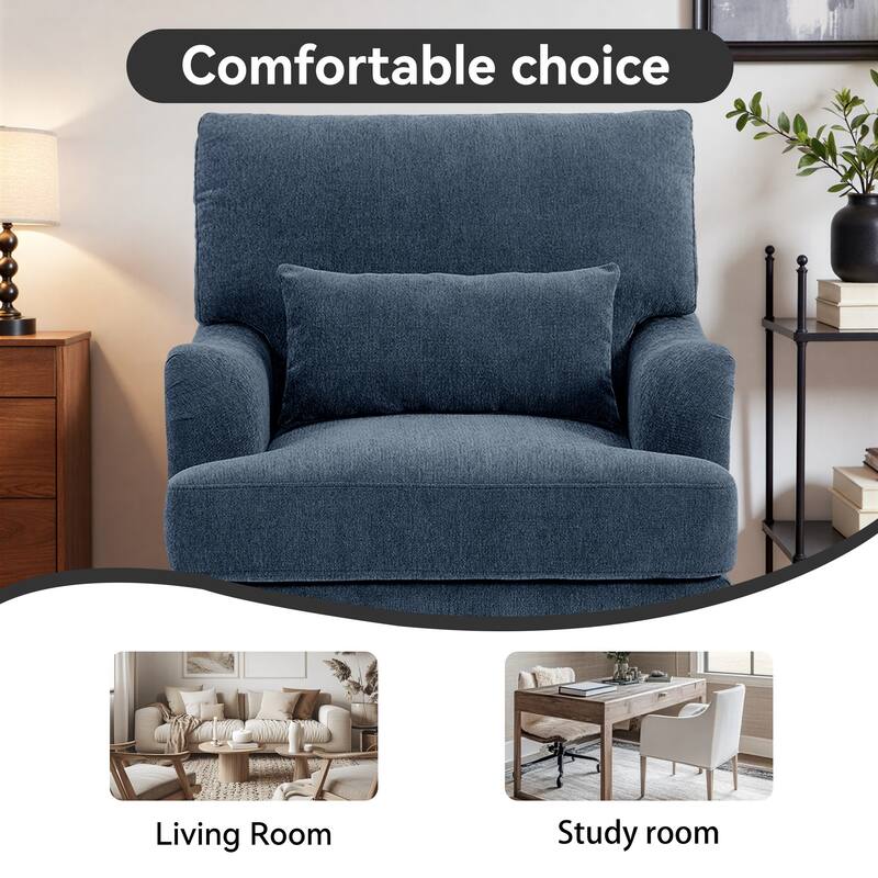 2 Piece Mid-Century Modern Oversized Accent Armchair Upholstered Chair