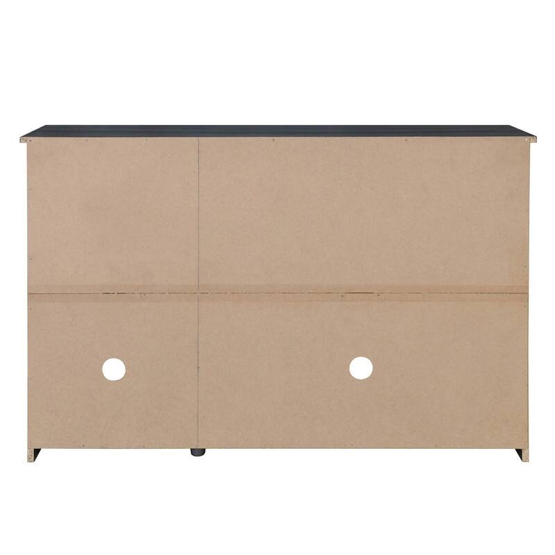 Retro 3-Door Sideboard with PVC Rattan Doors and Metal Handles, Buffet Cabinet Accent Storage Cabinet with Storage Shelves