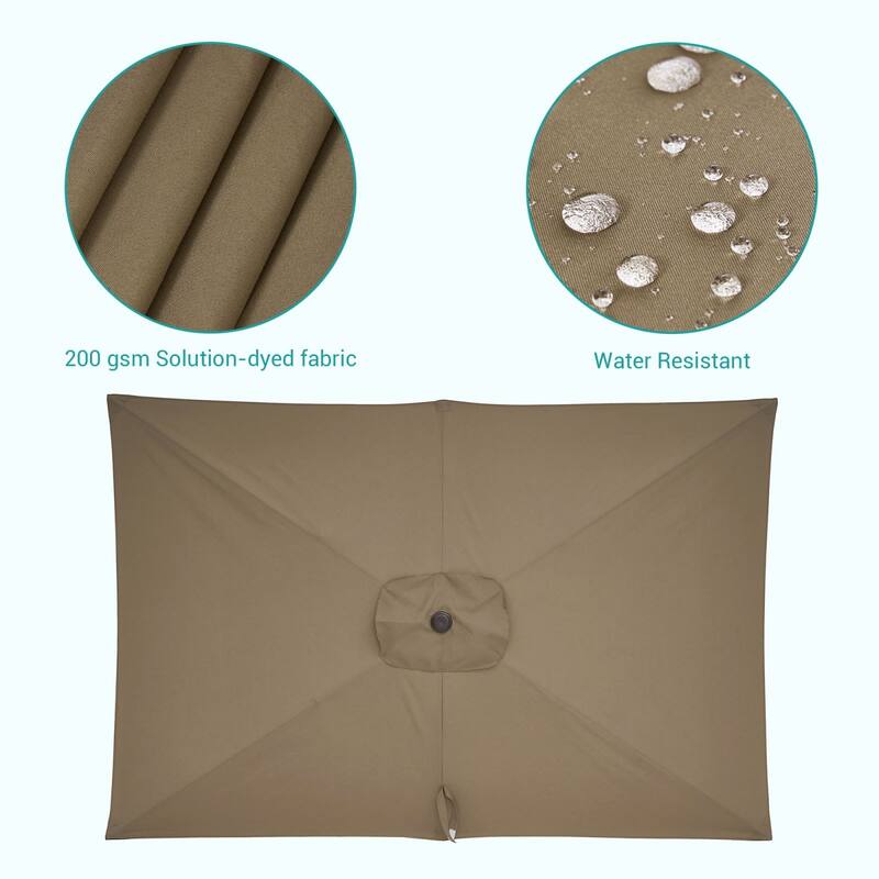 Bonosuki 10x6.5ft Rectangular Aluminum Patio Market Umbrella