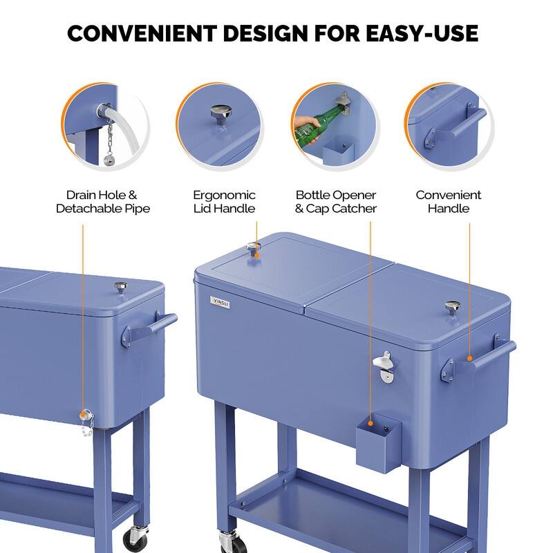 Detachable Upgraded 80QT Patio Cooler Wheeled with Tray