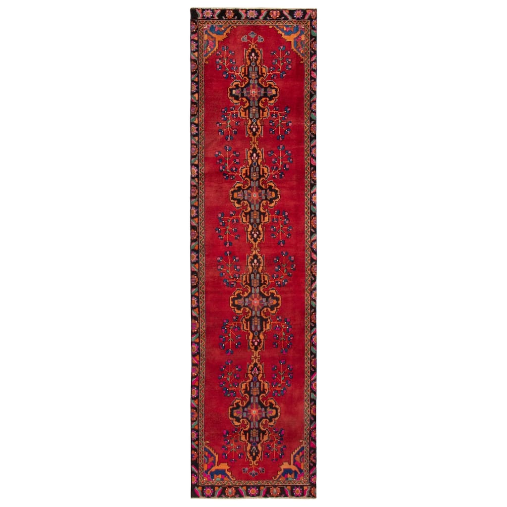 ECARPETGALLERY Hand-knotted Andelz Red Wool Rug - 3'5 x 12'11