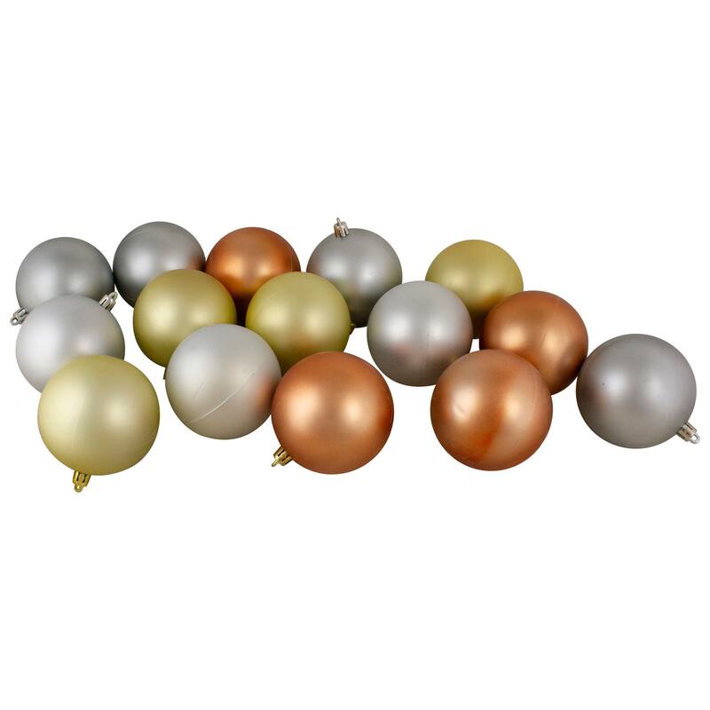 32ct Silver Gold Shatterproof 2-Finish Christmas Ball Ornaments 3.25"