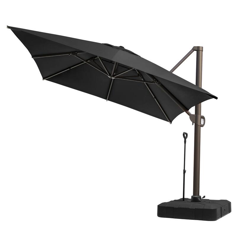 10 X 13FT Outdoor Patio Cantilever Umbrella with Rod Base