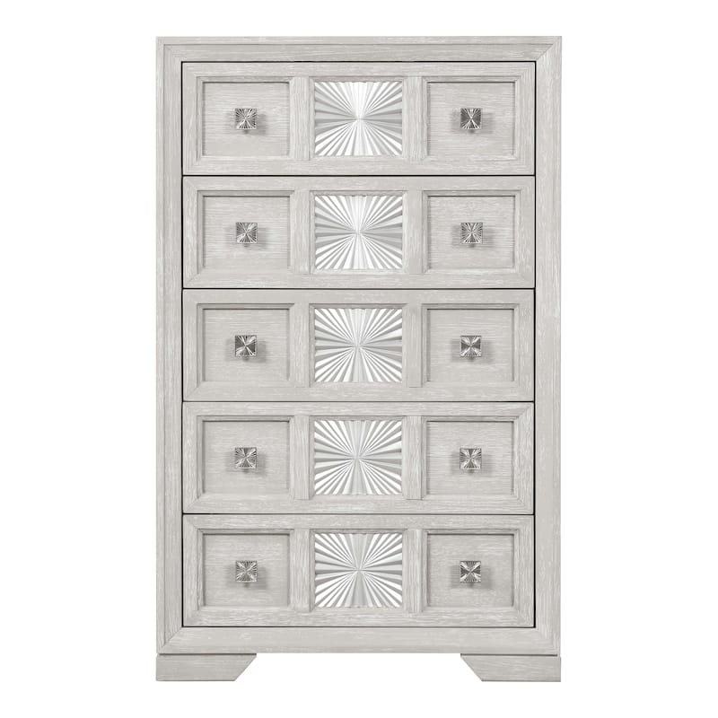 Furniture of America Jupiter Light Grey Wood 5-Drawer Chest
