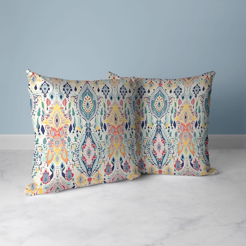Blue And Orange Ethnic Elegance Indoor/Outdoor Throw Pillow Zipper