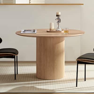 47,24 inch MDF Dining Table for Dining Room Round Dinner Tables Mid-Century Modern Table OAK