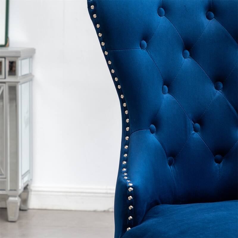 Tufted Velvet Chair with Nailhead Trim, Set of 2