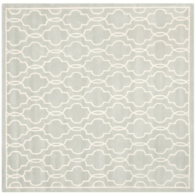 SAFAVIEH Handmade Chatham Nazzarena Modern Moroccan Wool Rug - 7' Square - Grey/Ivory