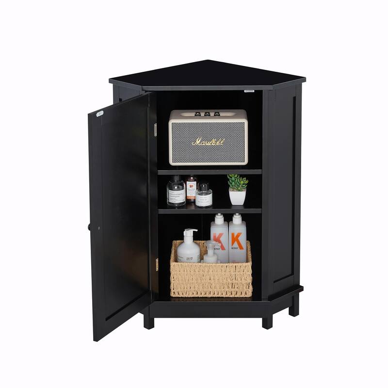 Triangle Corner Bathroom Storage Cabinet with Adjustable Shelf