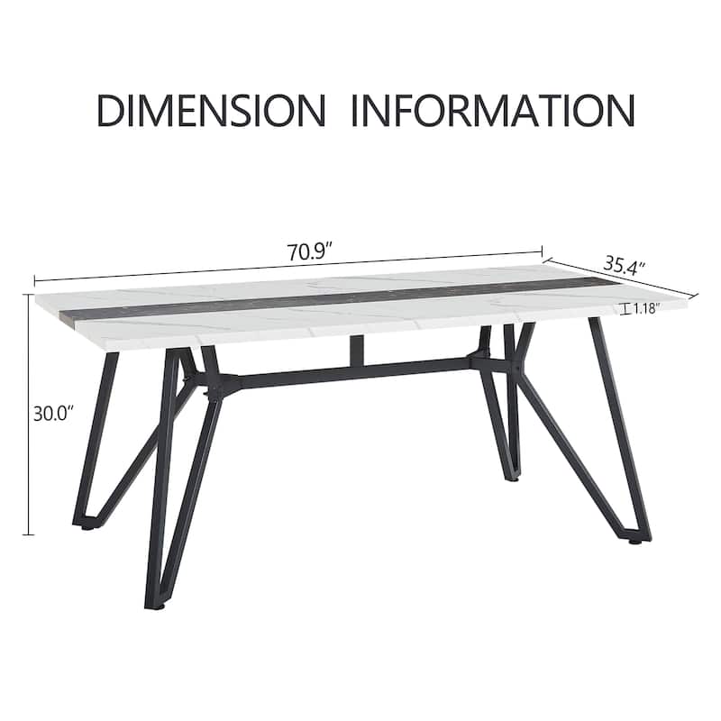 70.9"Rectangular Large Dining Table Waterproof Large Desk for 8 People