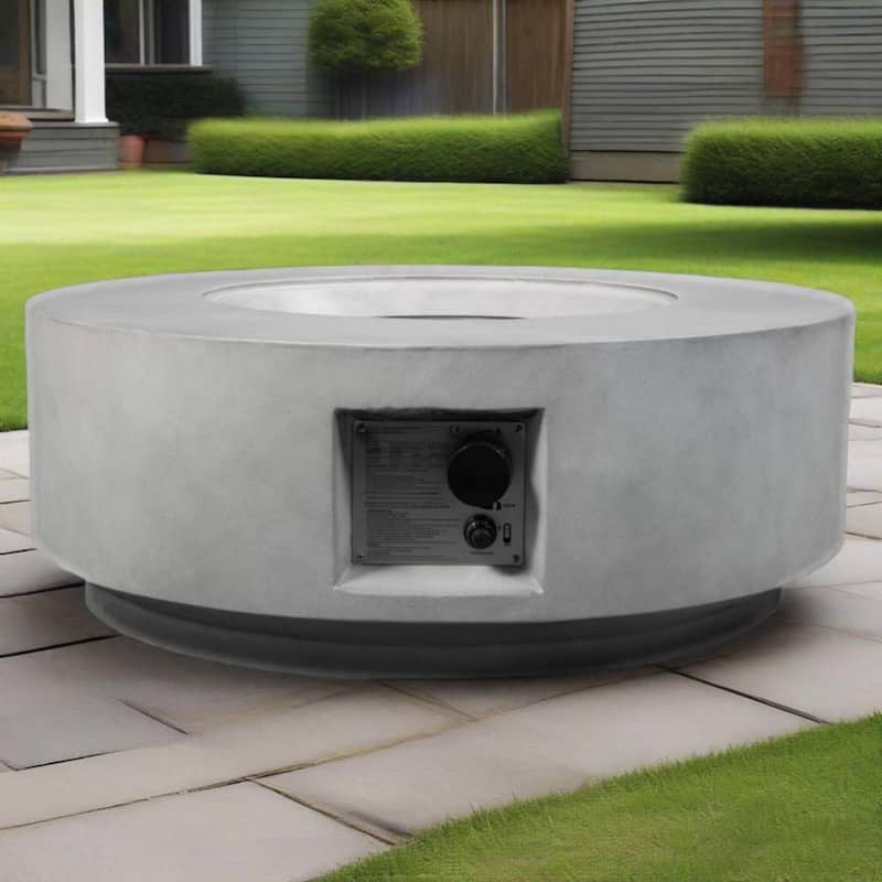30" Propane Round Concrete Gas Fire Pit with 50000 BTU