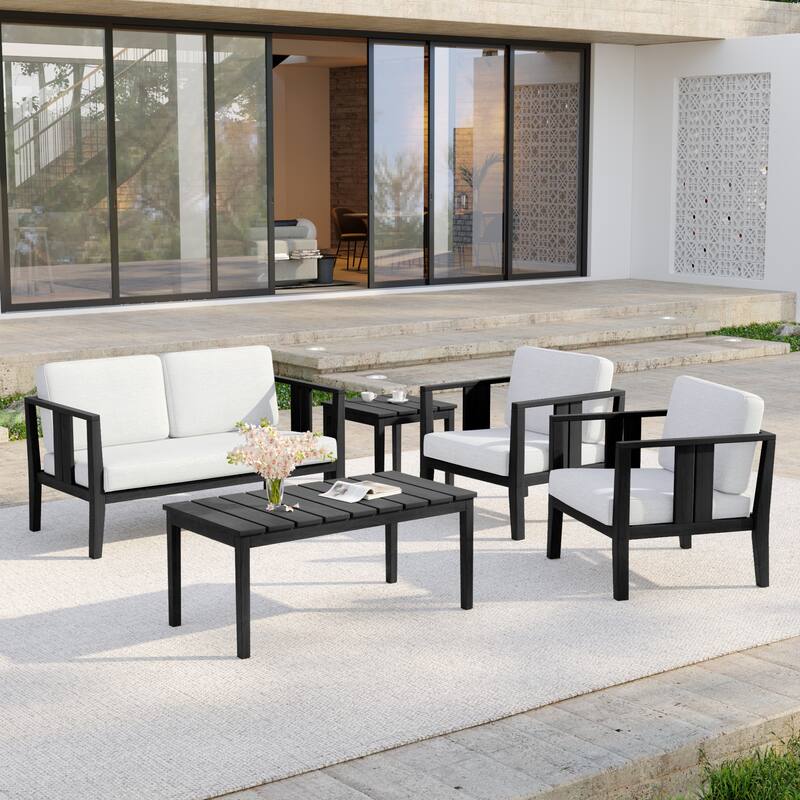 5-Piece Casual Outdoor Patio Furniture Set In Solid Teak Wood