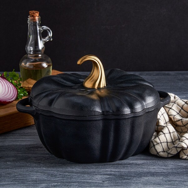 4Qt Enamel Cast Iron Dutch Oven - Black Pumpkin - On Sale - Bed