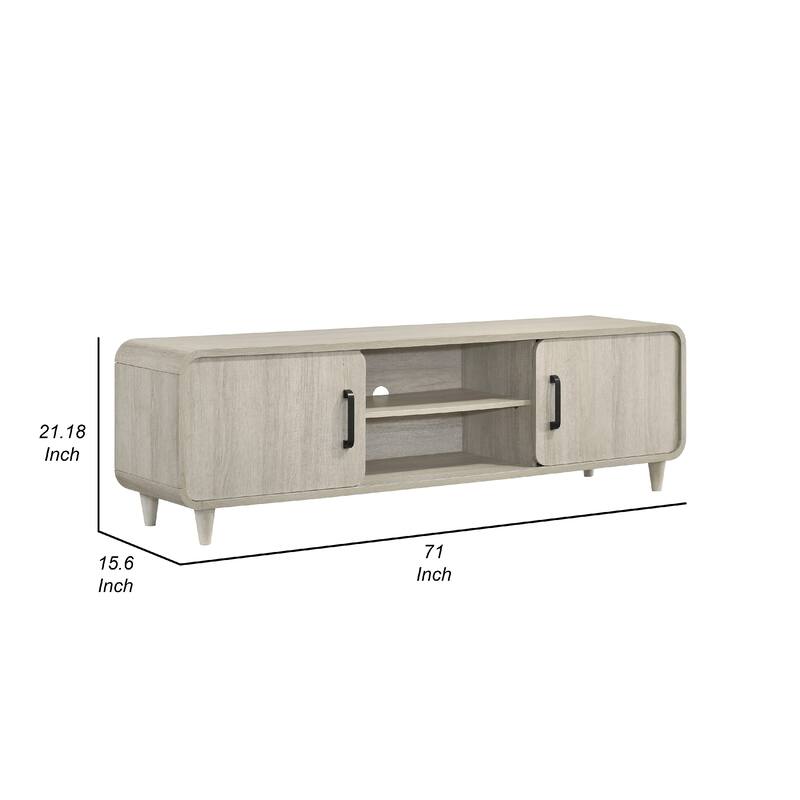 Meni TV Media Entertainment Stand, Shelves, 71 Inch Scandinavian White