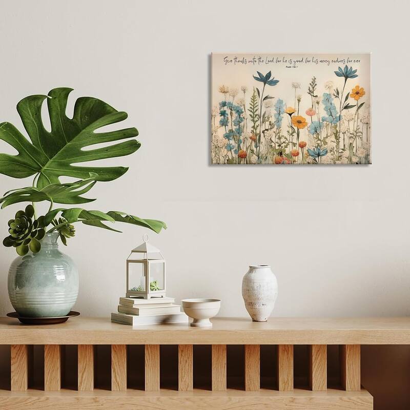 Christian Floral Scripture Canvas Wall Art