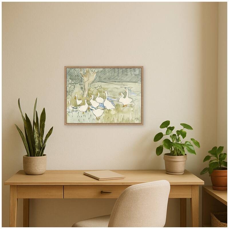 Kate and Laurel Ducks 1917 Theo van Hoytema by Nostalgia Prints Framed Canvas Wall Art Print