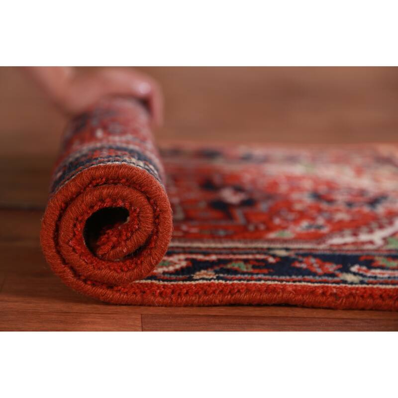 Hand Knotted Oriental 100% Wool Carpet Traditional Medallion Oranges & Rust Heriz (serapi) Area Rug - 3' 0'' X 2' 0''