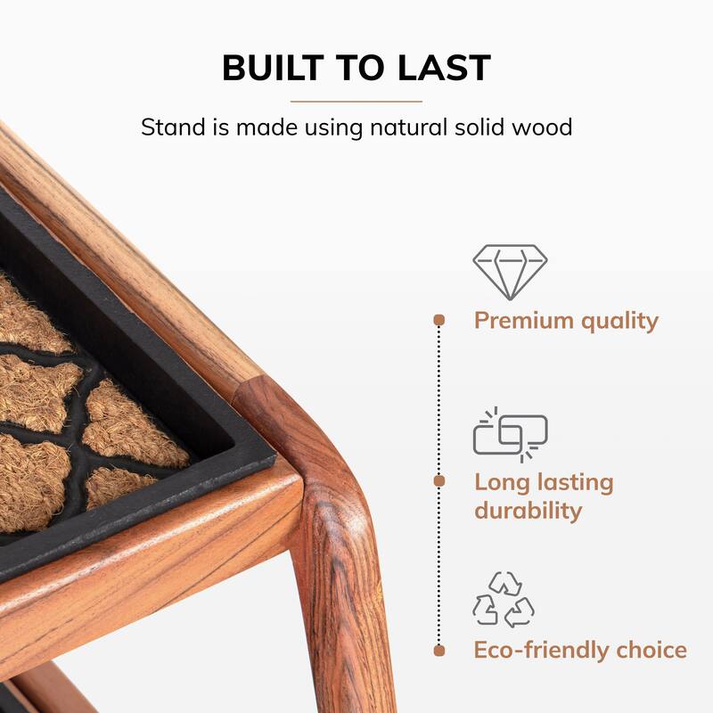 Jani Double-Tier Natural Stand 2-Pair Rubber Boot Trays