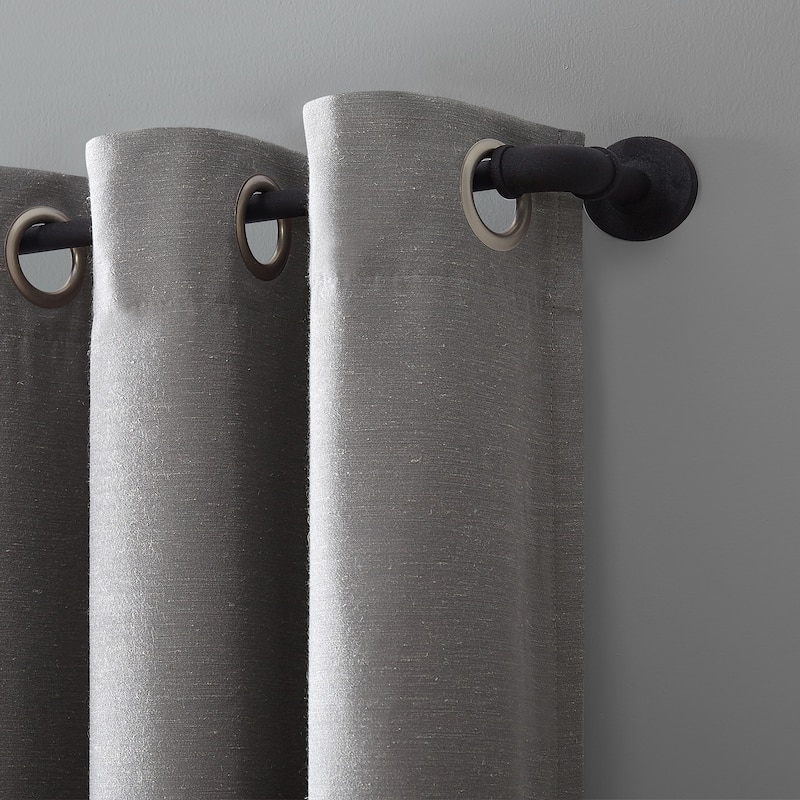 Archaeo Linen Blend Blackout Grommet Top Curtain, Single Panel