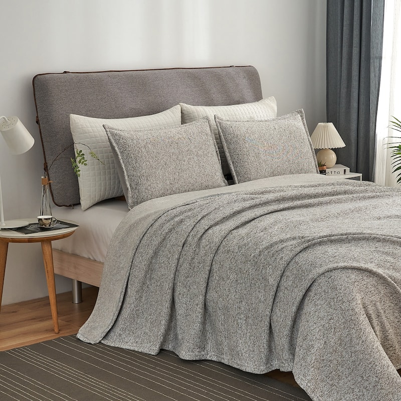 3 Piece Heather Jersey Blanket Knit Blanket