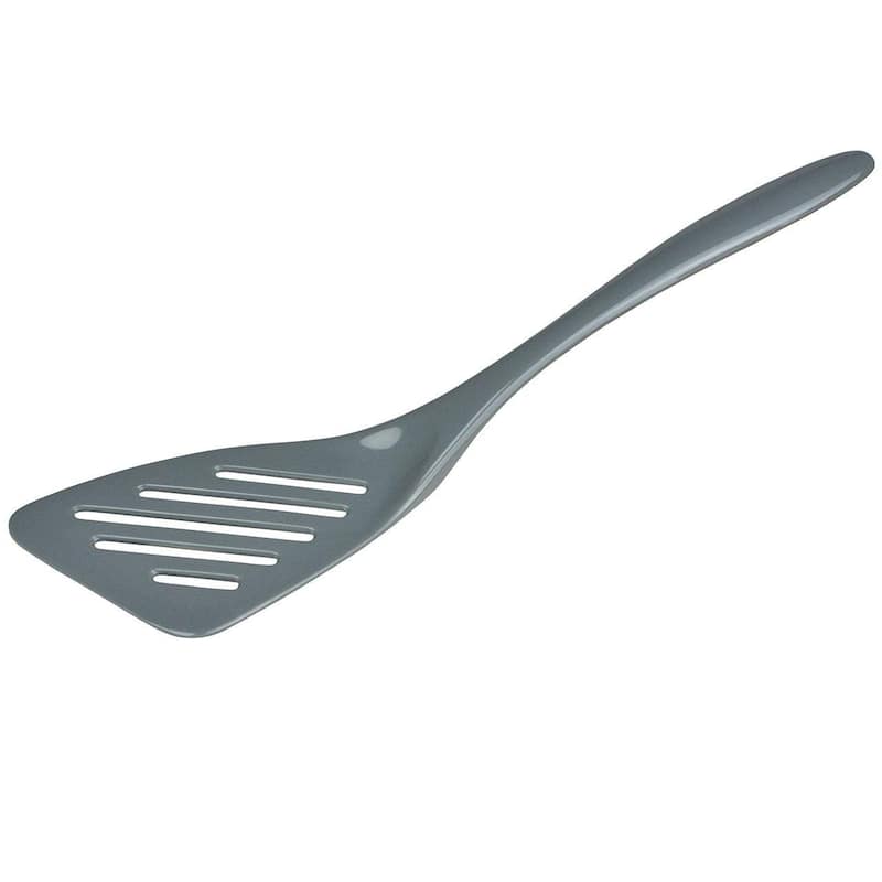 Hutzler 12.5 Inch Melamine Angled Slotted Turner Spatula - Gray