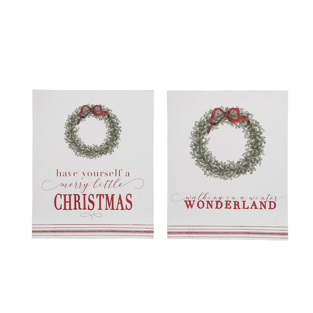 Transpac MDF Rugged Sign Set of 2 Christmas Home Decorations