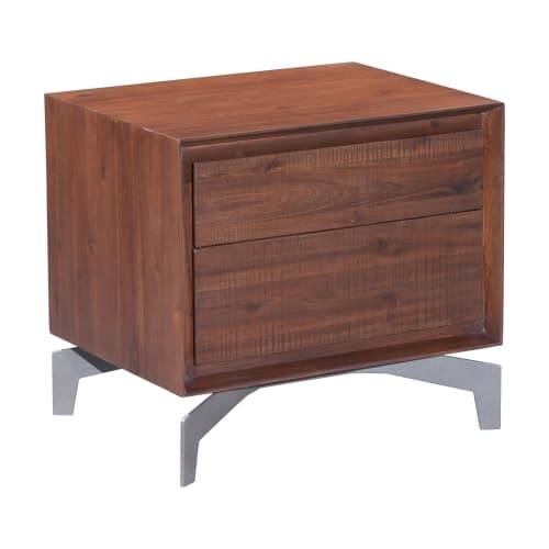 Shop Zuo Modern 100585 Perth 22 Wide Metal Base 2 Drawer Rustic Nightstand Overstock 19845813