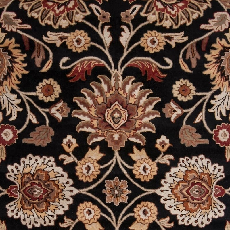 Patchway Handmade Classic Floral Wool Area Rug - Black - 8' Round