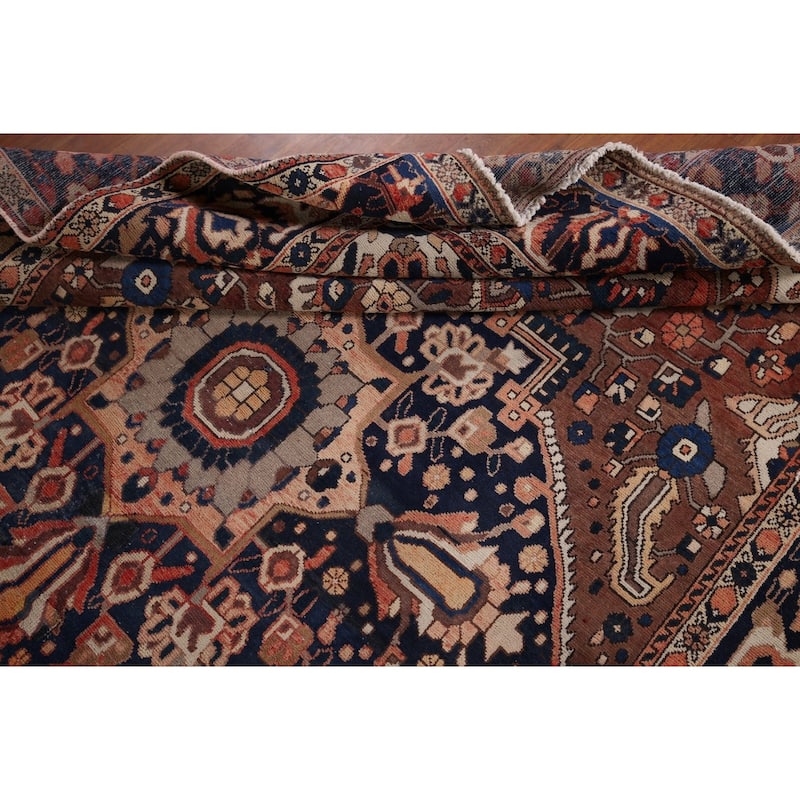 Geometric Bakhtiari Vintage Persian Rug Hand-Knotted Wool Carpet - 7'0" x 10'1"