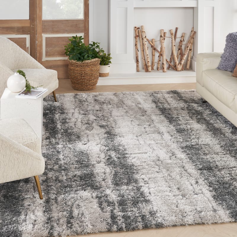Nourison Luxurious Shag High Pile Contemporary Abstract Area Rug
