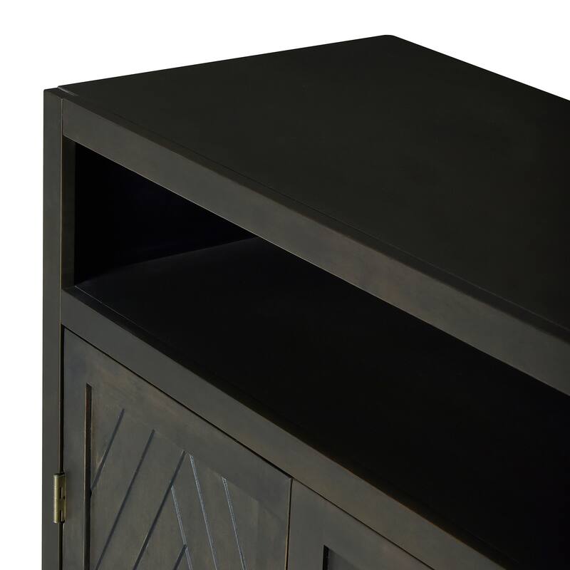 4-door Classic Sideboard with Open Storage and Adjustable Shelves