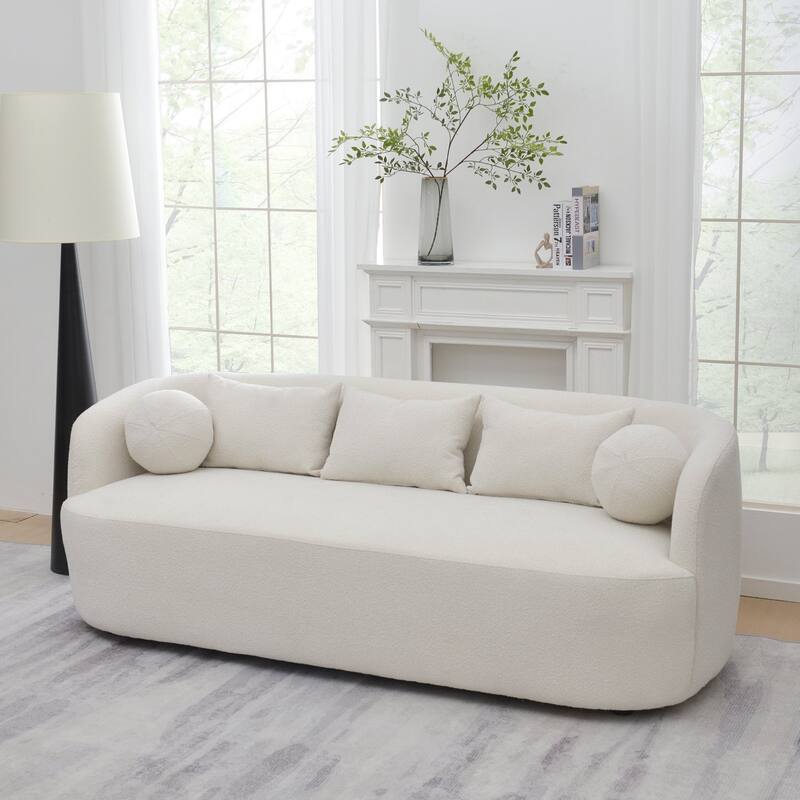 KINWELL 3-Seater Sherpa Boucle Upholstered Sofa Couch for Living Room Lounge, 85" W