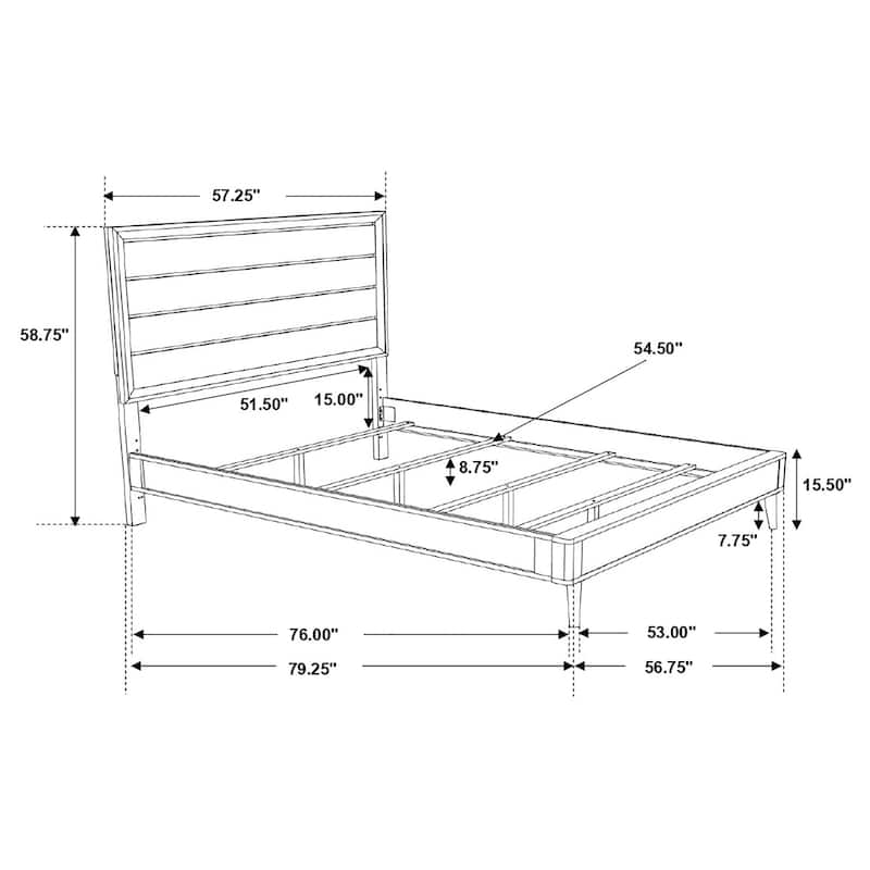 Ramon Modern Classic Wood Panel Bed Metallic Sterling