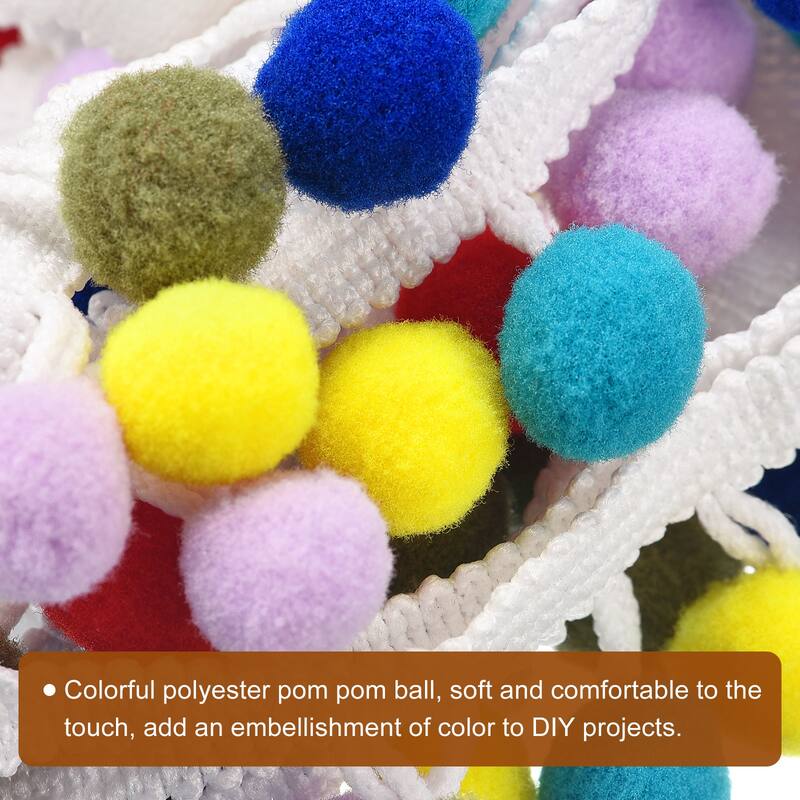 5 Yards Pom Pom Ball Fringe Trim Ribbon Sewing for DIY Projects Colorful