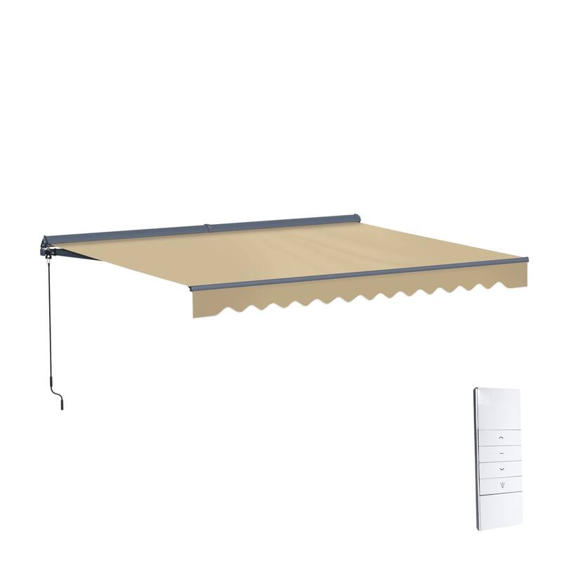 ALEKO Moroccan Semi-Cassette Motorized Patio Awning - Desert Sand - 16 x 10 Feet