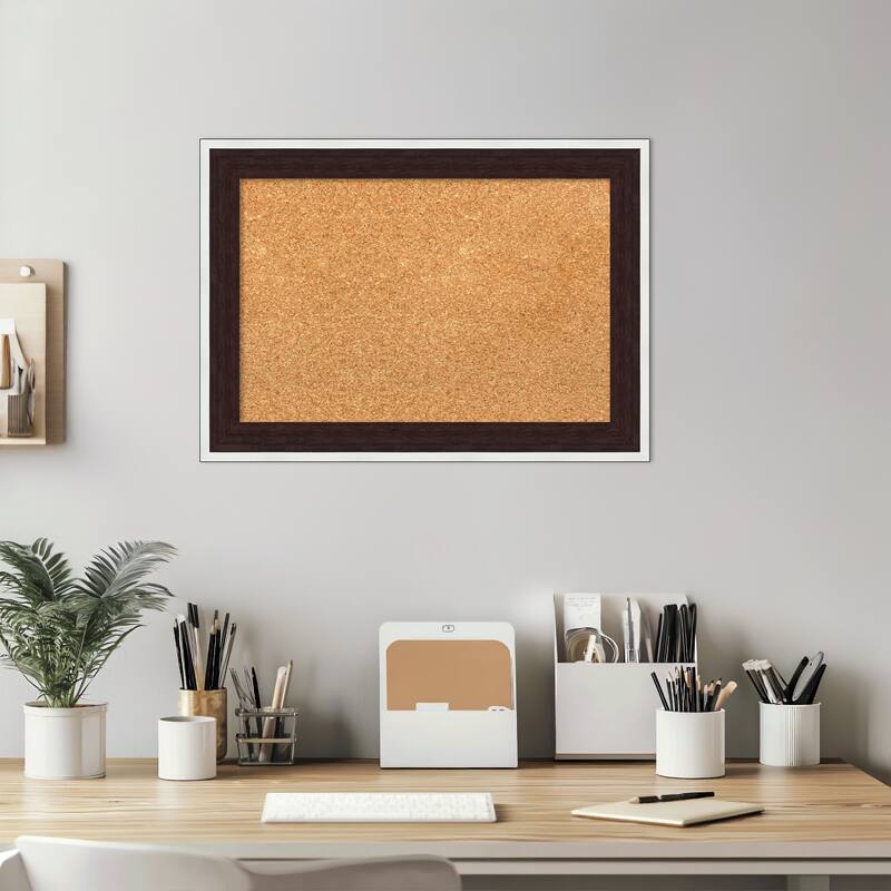 Maya Espresso Silver Framed Cork Board - Bulletin Board, Organization Board, Pin Board