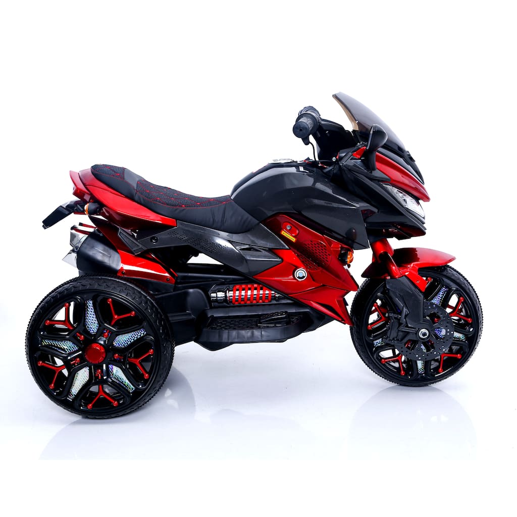 Minimalist 12V Kids Electric Motorcycle Ride-On Bike Red Toddler Electric Motorcycle with Bluetooth & Lights