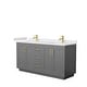 preview thumbnail 41 of 114, Miranda Double Vanity Set, Cultured Marble Top, No Mirror 66-Inch Double - Dark Gray, Gold Trim, White Cultured Marble Top
