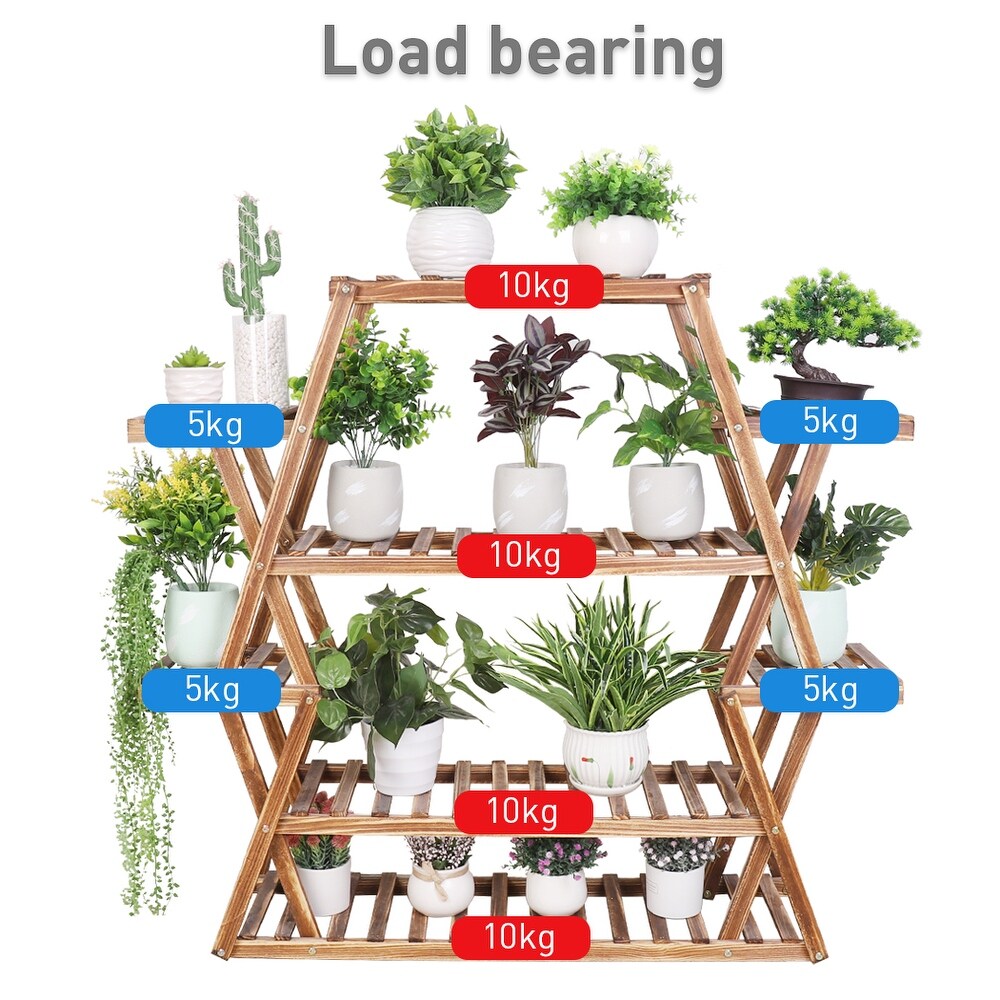 flyout slide 5 of 13, Extra Large Multi Tier Wood Flower Rack Plant Stand Bonsai Shelf - 37' x 10'x 42'