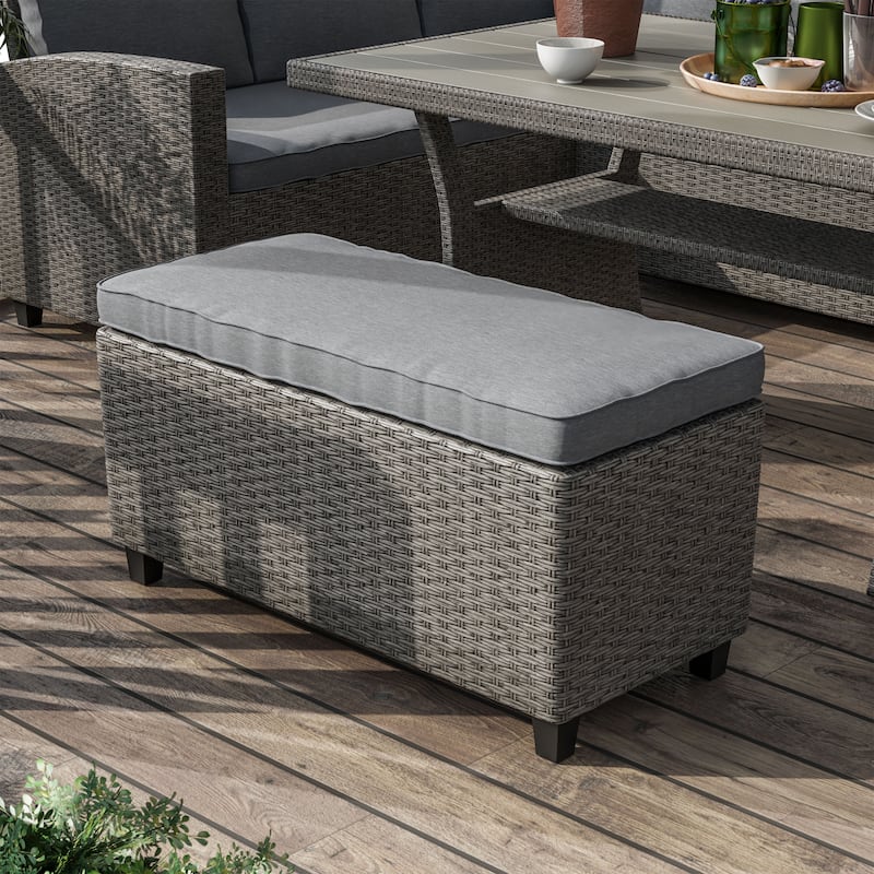 Decker Contemporary Wicker Padded Outdoor Sofa Bench by M&L Co.