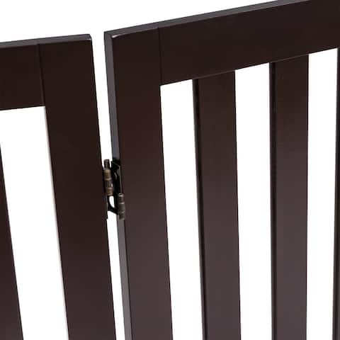35'' Configurable Folding Free Standing 4 Panel Wood Pet Dog Safety Fence Brown