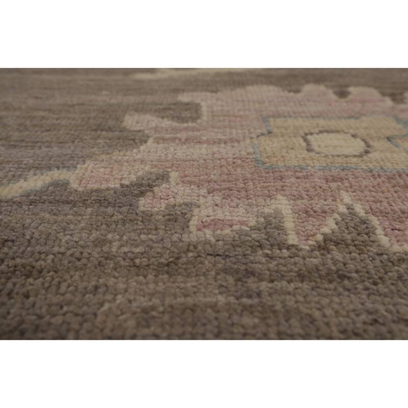 Vegetable Dye Oushak Turkish Floral Area Rug Handmade Wool Carpet - 9'6"x 11'8"