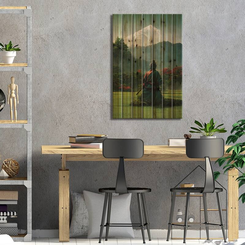 Samurai V Print On Wood by Durro Art - Multi-Color