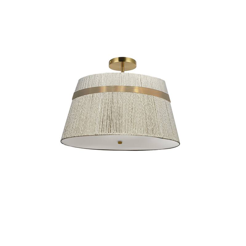 Dainolite Sylvie 3 Light Semi Flush Mount - Aged Brass